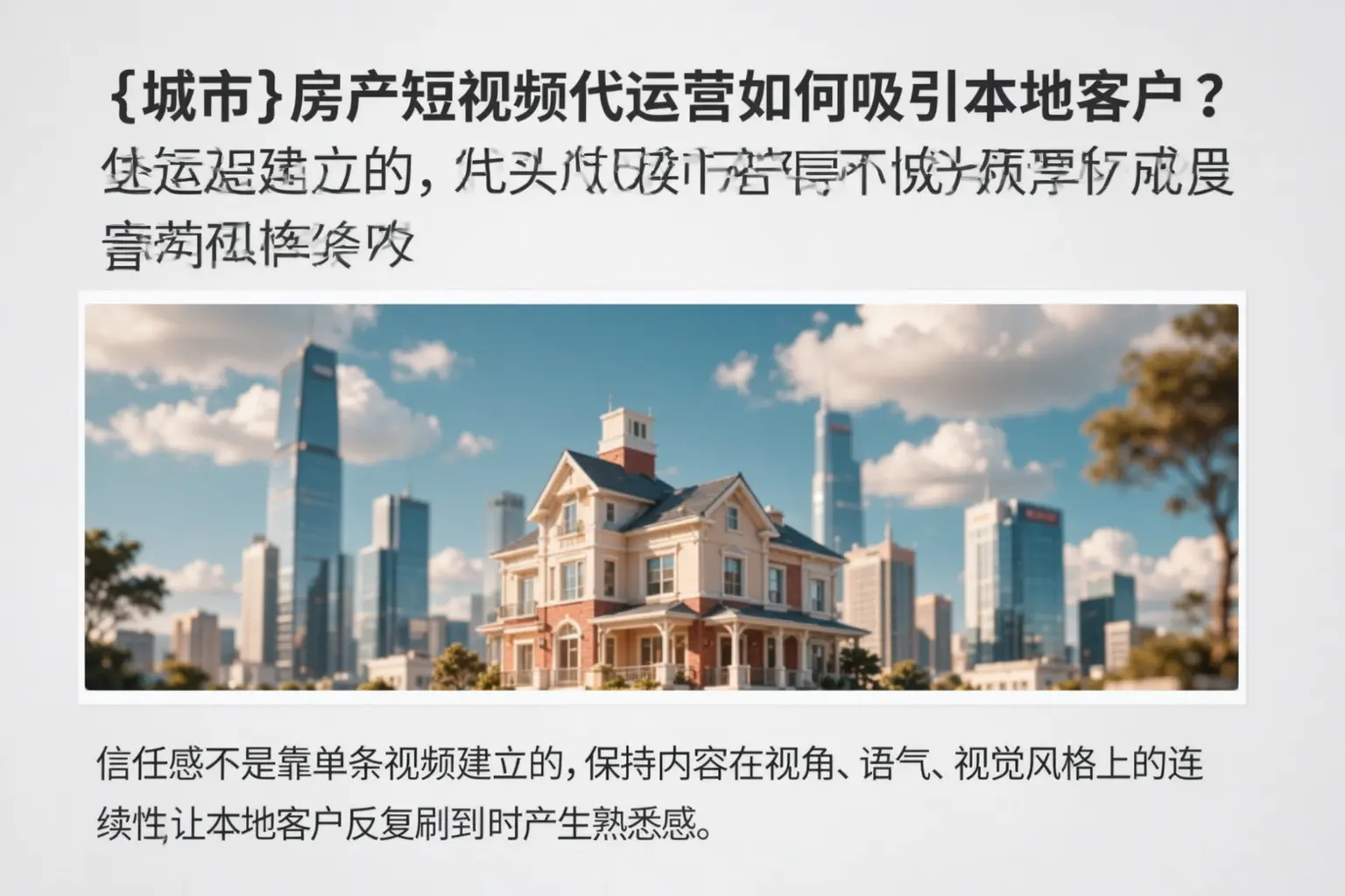 眉山房产短视频代运营如何吸引本地客户？