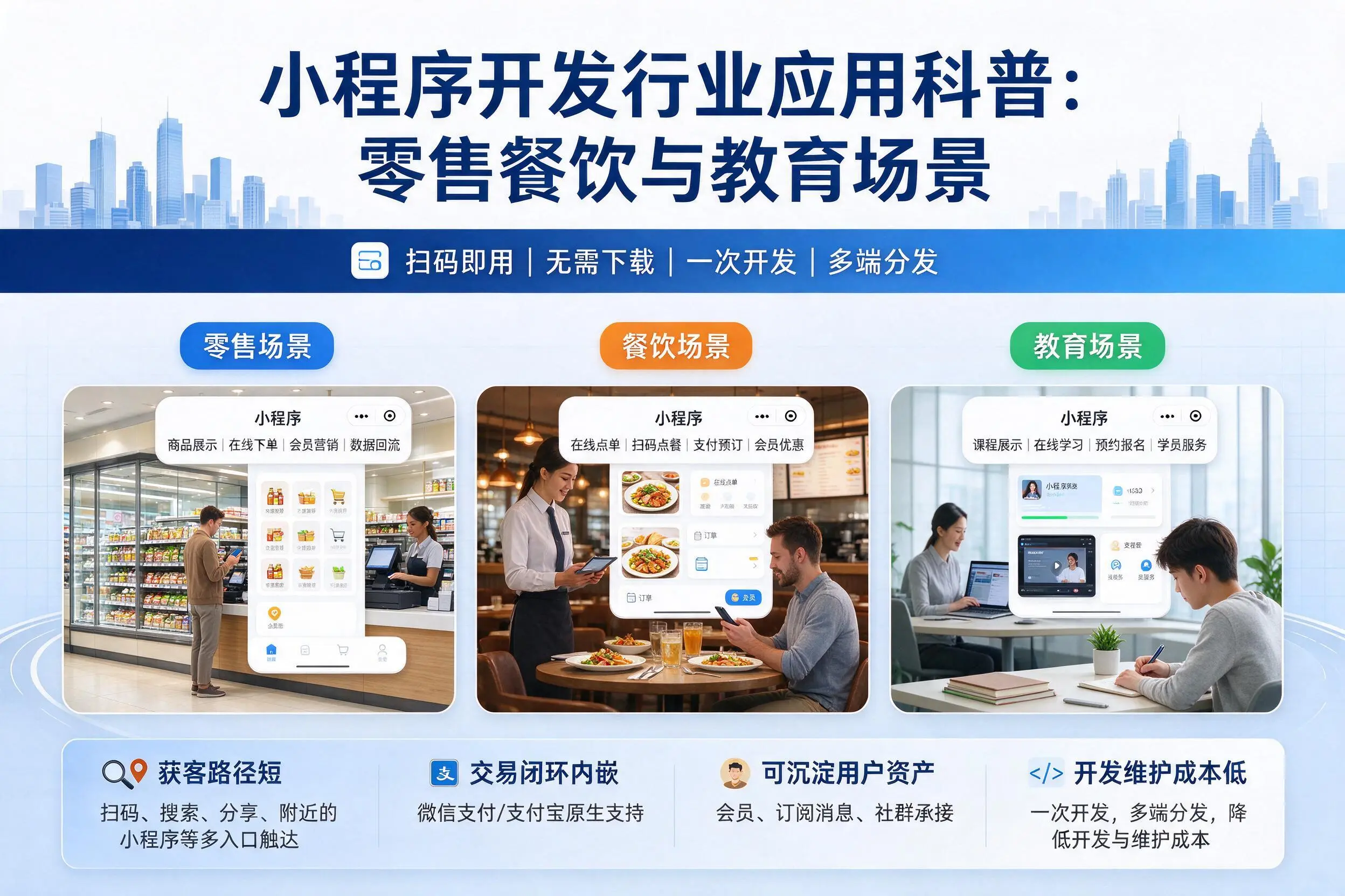 眉山小程序开发行业应用科普:零售餐饮与教育场景