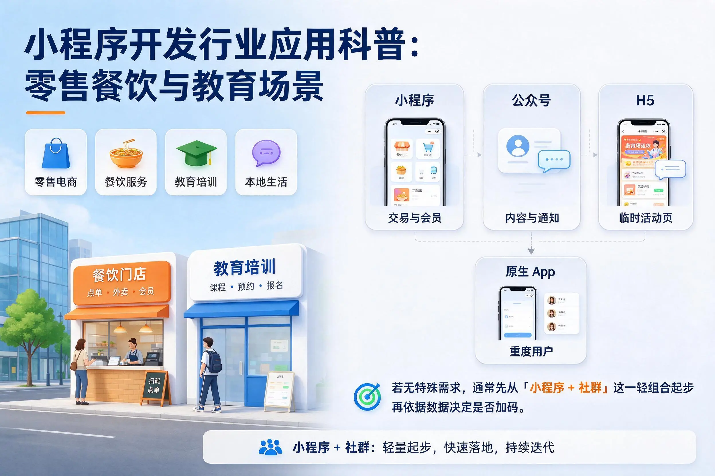 眉山小程序开发行业应用科普:零售餐饮与教育场景