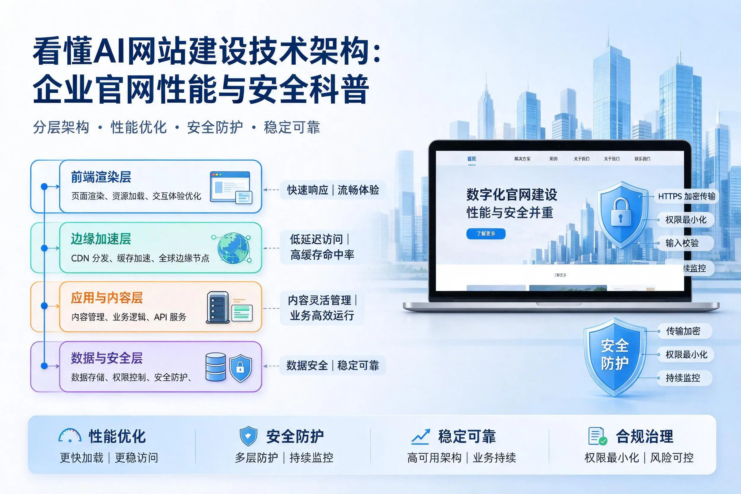看懂AI网站建设技术架构:眉山企业官网性能与安全科普