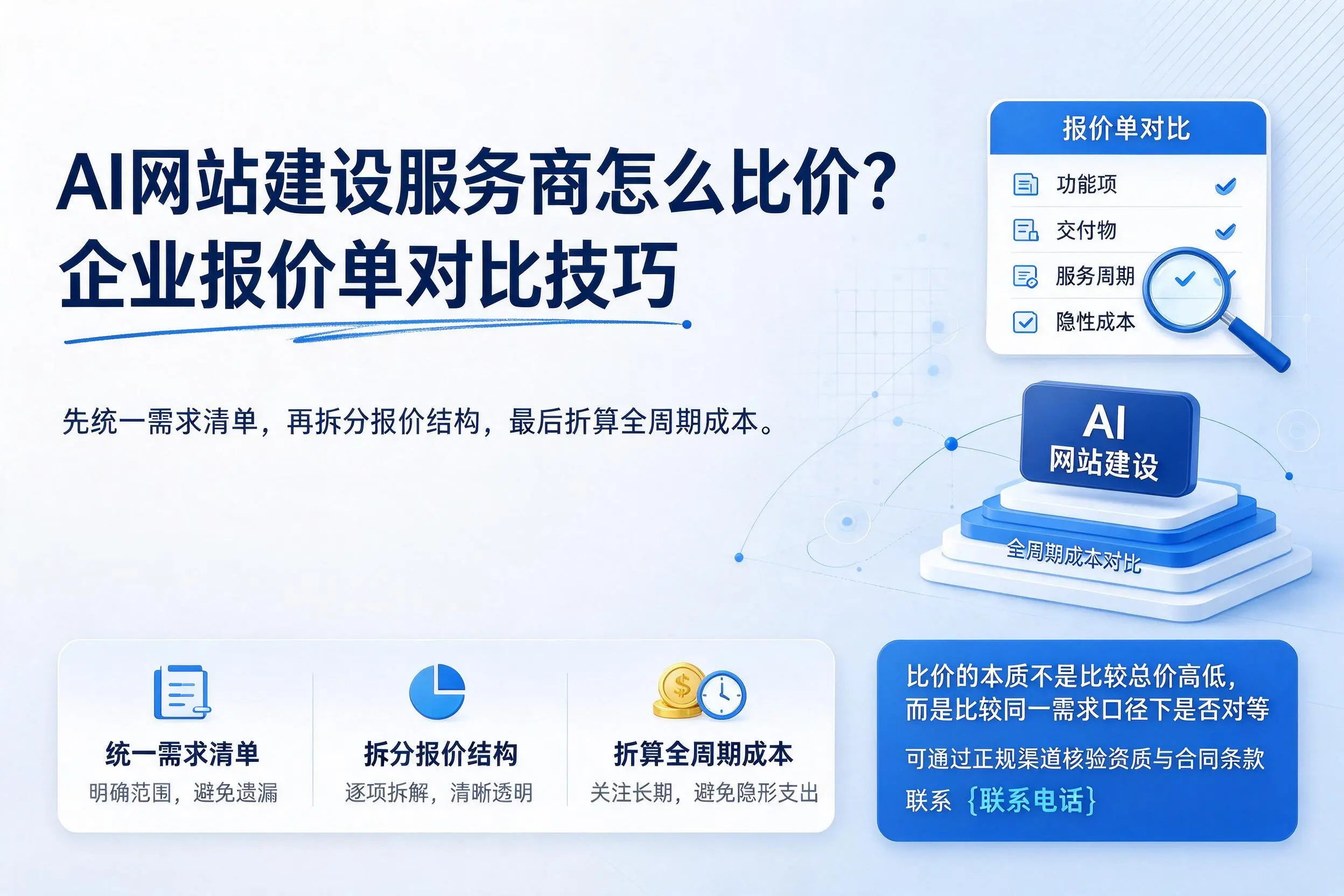 AI网站建设服务商怎么比价?眉山企业报价单对比技巧