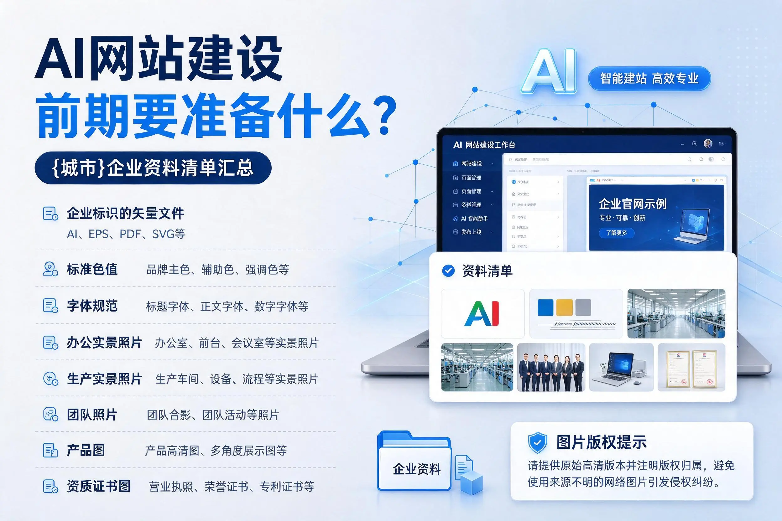 AI网站建设前期要准备什么？眉山企业资料清单汇总
