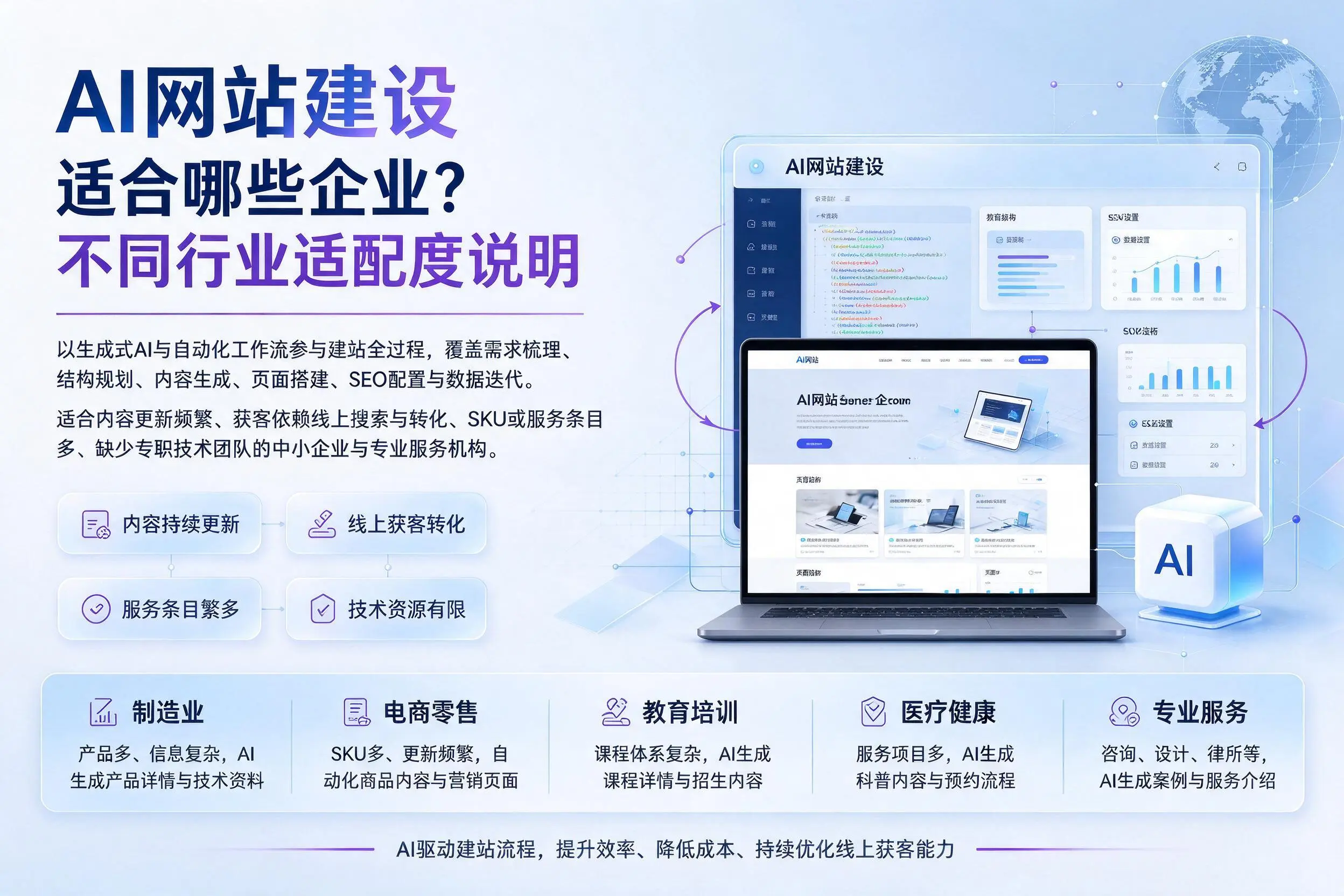 AI网站建设适合哪些企业？眉山不同行业适配度说明